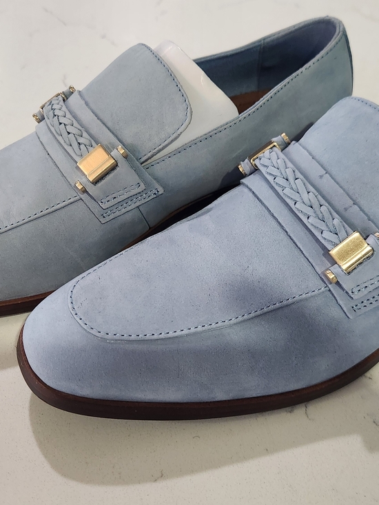Aldo Light Blue Suede Braided Bit Loafers